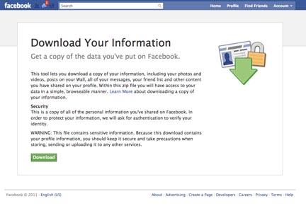 image showing how to download facebook profile data