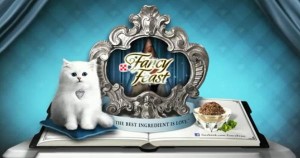 Fancy Feast cat food commercial white cat photo